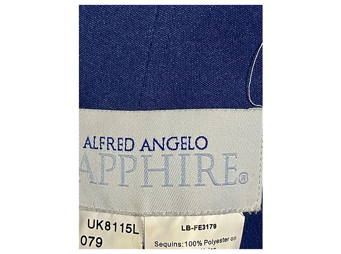 Autre Marque Abendkleid in Mitternachtsblau mit Pailletten von Alfred Angelo mit Schleppe - Ansicht 3