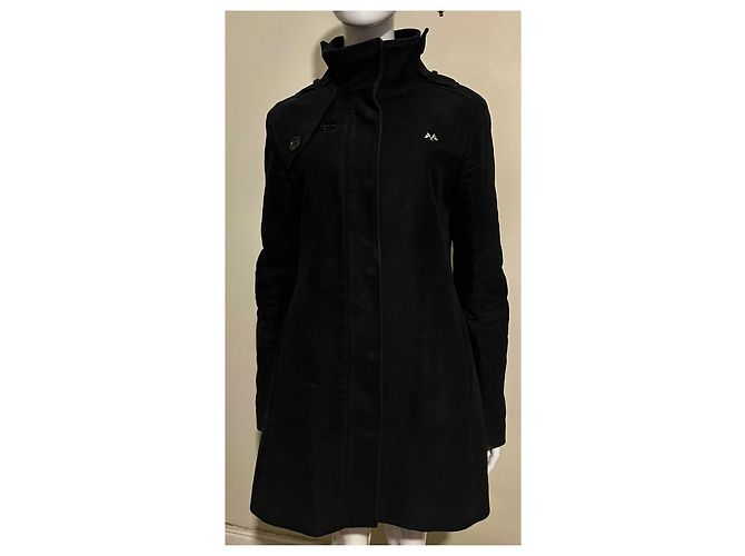 Thomas Burberry Vintage schwarzer Mantel mit Karofutter - Ansicht 2