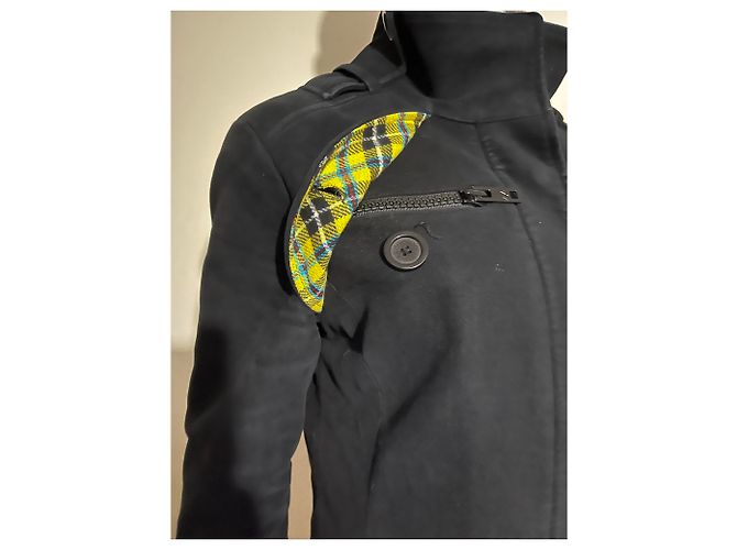 Thomas Burberry Vintage schwarzer Mantel mit Karofutter - Ansicht 8