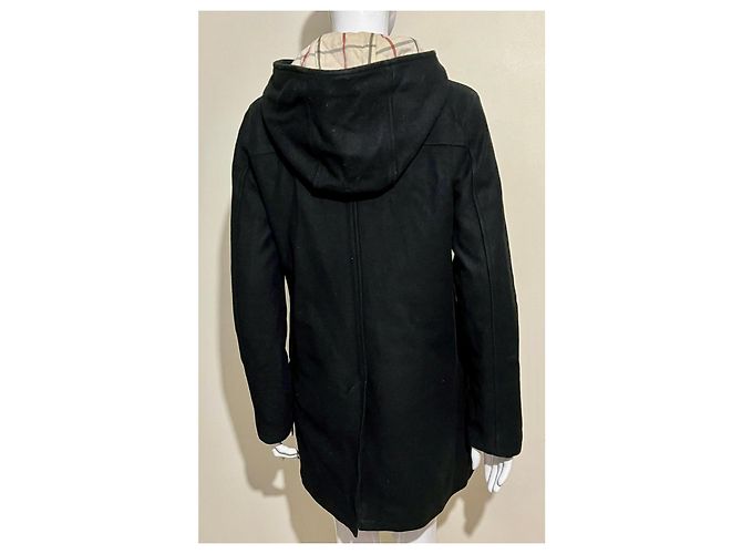 Thomas Burberry Cappotto duffle nero vintage con cappuccio in lana - vista 4