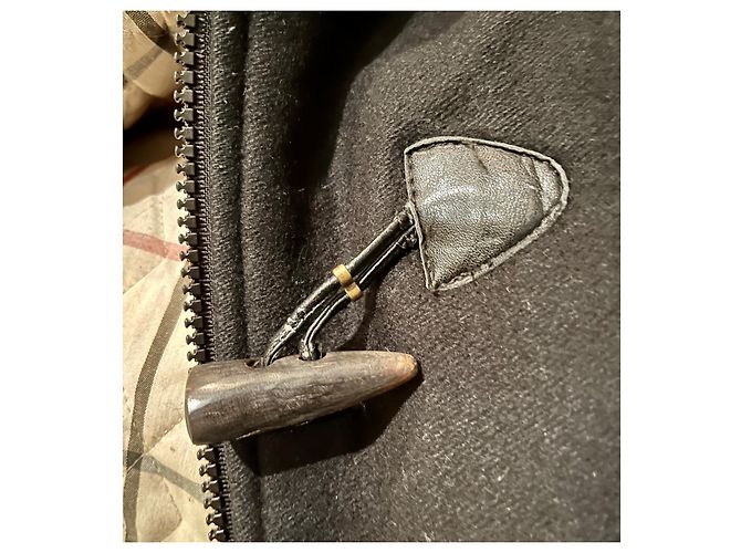 Thomas Burberry Cappotto duffle nero vintage con cappuccio in lana - vista 5