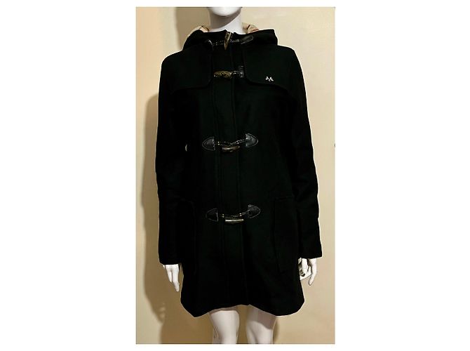 Thomas Burberry Cappotto duffle nero vintage con cappuccio in lana - vista 6