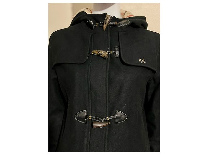Thomas Burberry Cappotto duffle nero vintage con cappuccio in lana - vista 7