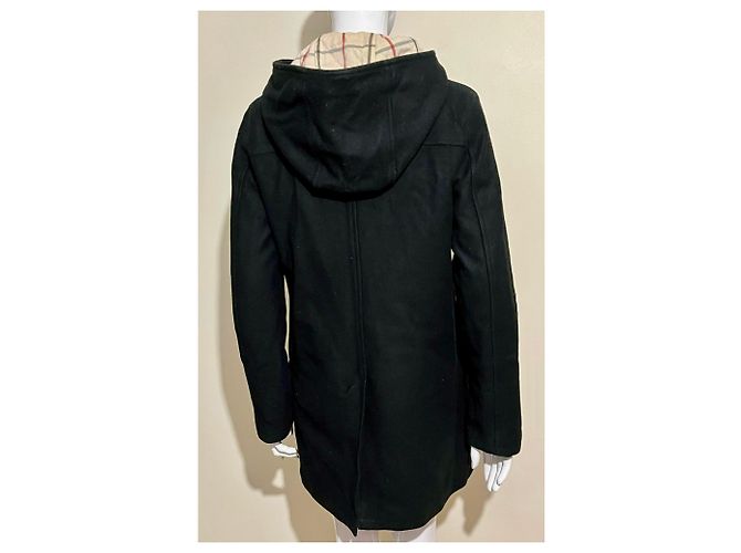 Thomas Burberry Cappotto duffle nero vintage con cappuccio in lana - vista 9