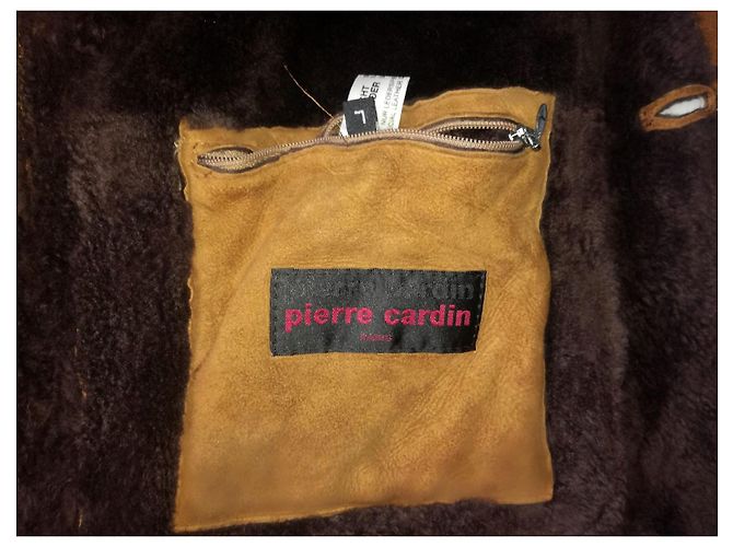 Pierre Cardin Shearling Lammfell Schafsleder Velours brauner Lammy-Mantel, Größe L - Ansicht 3