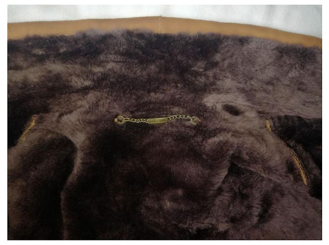 Pierre Cardin Shearling Lammfell Schafsleder Velours brauner Lammy-Mantel, Größe L - Ansicht 4