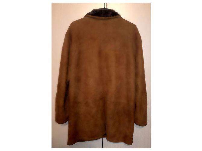 Pierre Cardin Shearling Lammfell Schafsleder Velours brauner Lammy-Mantel, Größe L - Ansicht 7