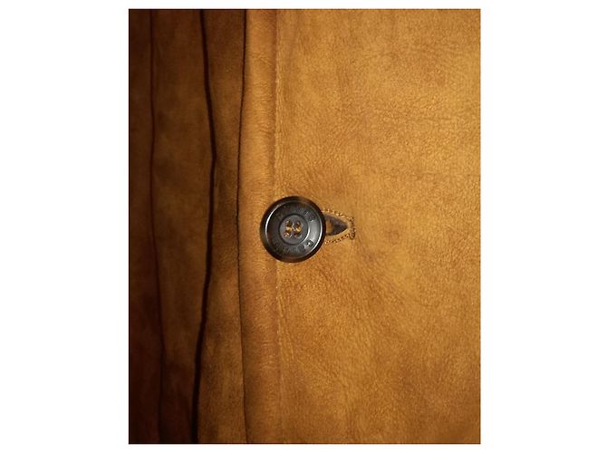 Pierre Cardin Shearling Lammfell Schafsleder Velours brauner Lammy-Mantel, Größe L - Ansicht 8