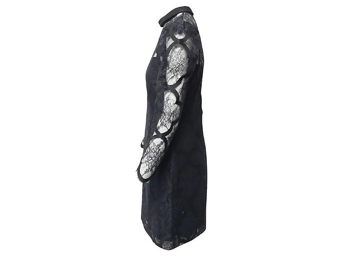 Sandro Paris Vestido Corazón Encaje Cuello Alto Negro - vista 2
