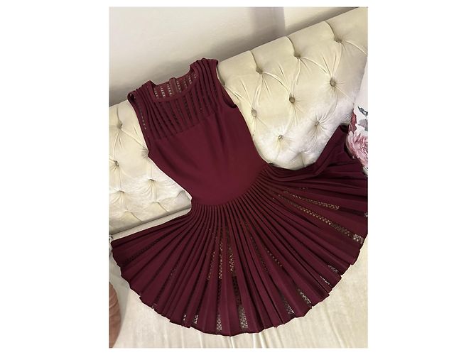 Mini vestido Alaïa de lana burdeos - vista 3