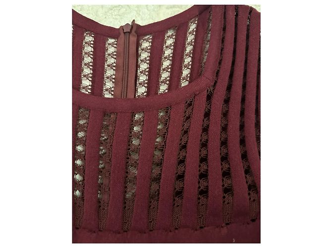 Mini vestido Alaïa de lana burdeos - vista 4