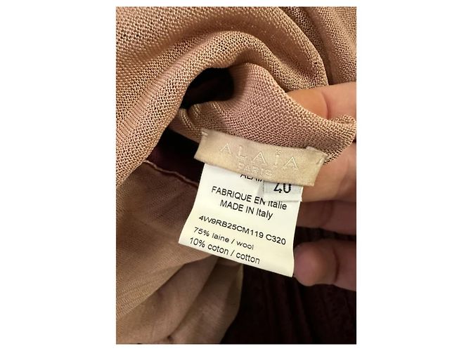 Mini vestido Alaïa de lana burdeos - vista 8