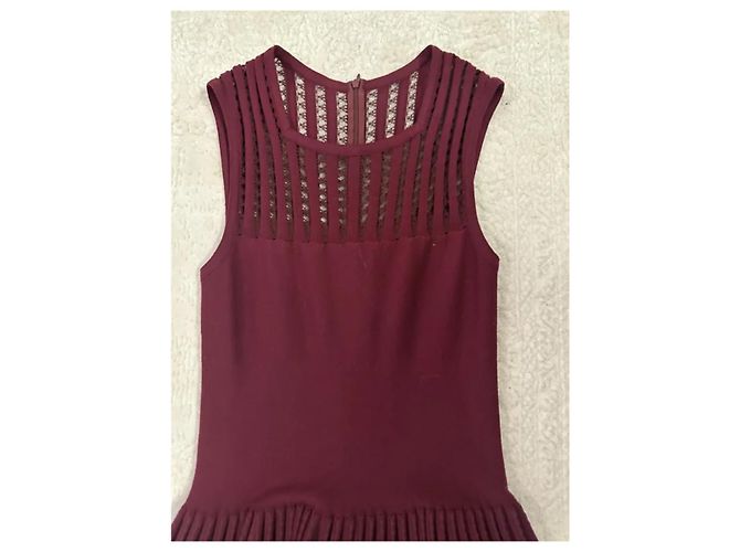 Mini vestido Alaïa de lana burdeos - vista 9