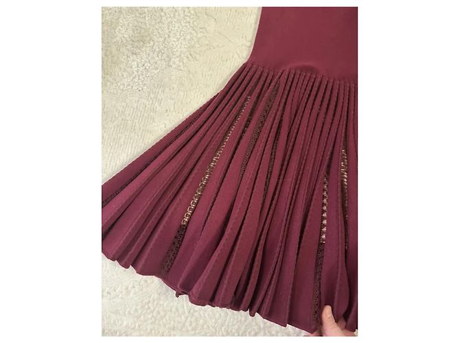 Mini vestido Alaïa de lana burdeos - vista 10