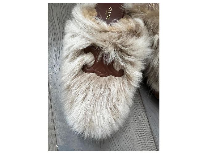 Céline Clogs aus beigem Kunstfell - Ansicht 3