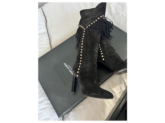 Saint Laurent Fransenstiefel Schwarz Hirschleder - Ansicht 7