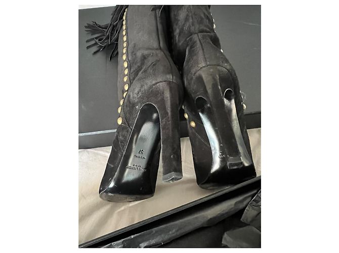 Saint Laurent Fransenstiefel Schwarz Hirschleder - Ansicht 9