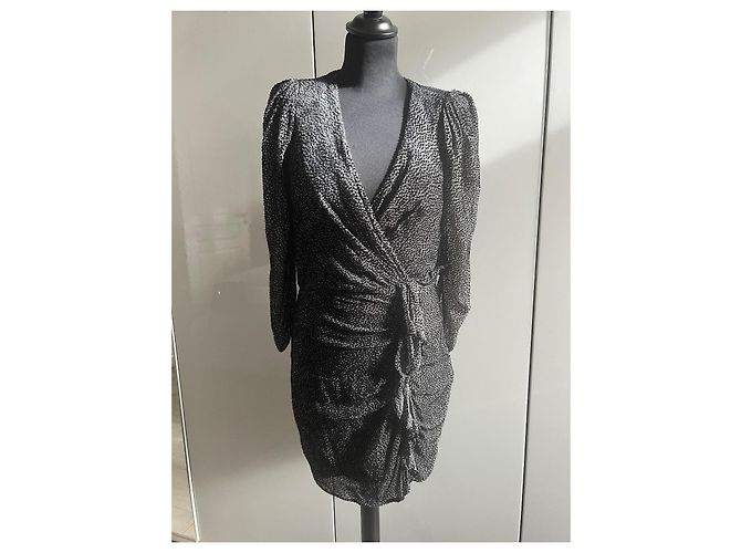 Vestido Ba&Sh Preto com Bolinhas Brancas de Viscose - vista 2