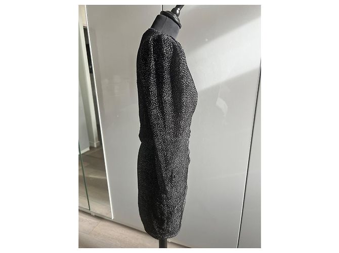 Vestido Ba&Sh Preto com Bolinhas Brancas de Viscose - vista 4