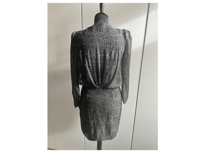 Vestido Ba&Sh Preto com Bolinhas Brancas de Viscose - vista 5