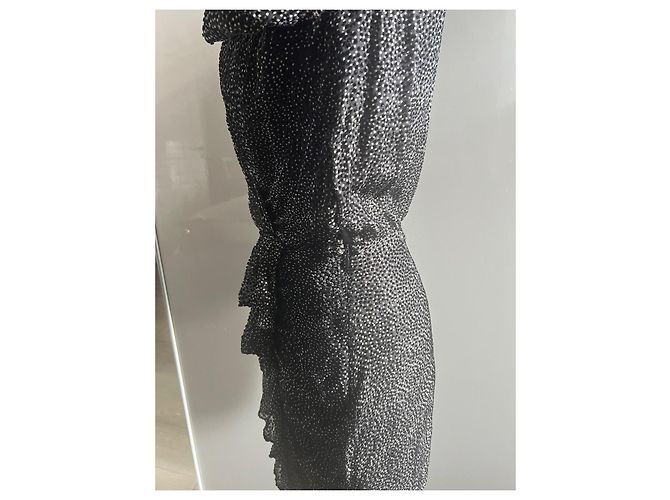Vestido Ba&Sh Preto com Bolinhas Brancas de Viscose - vista 6