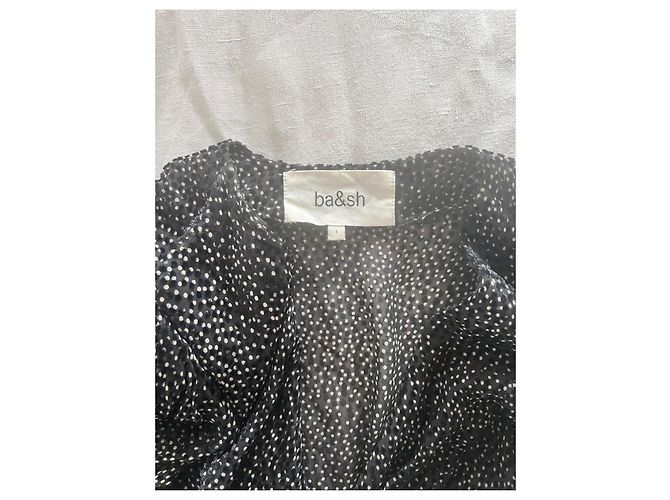 Vestido Ba&Sh Preto com Bolinhas Brancas de Viscose - vista 7