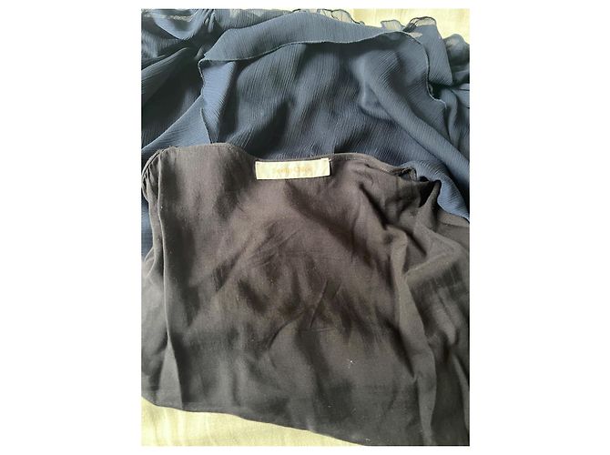 Blusa See by Chloé in chiffon di seta blu navy - vista 8