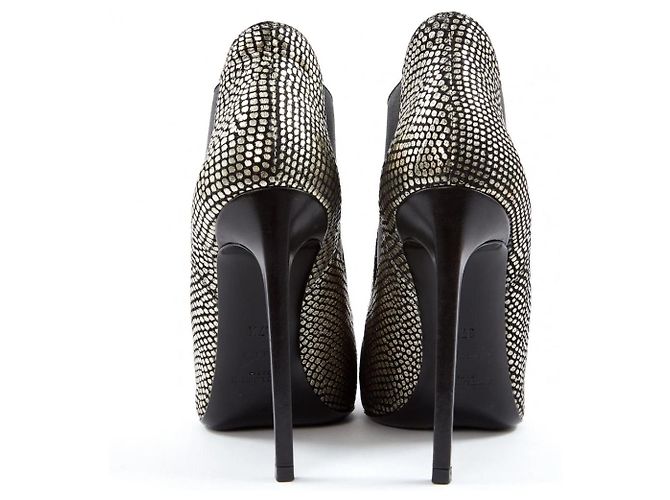 Stivaletti Saint Laurent in pelle dorata D'oro - vista 2