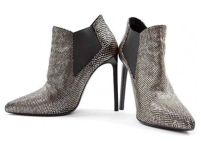 Stivaletti Saint Laurent in pelle dorata D'oro - vista 5