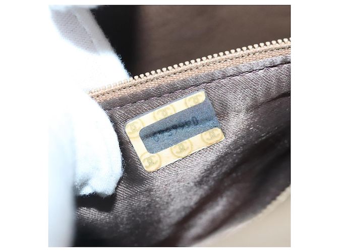 Borsa a spalla CHANEL in pelle di agnello beige oro CC Auth bs19652 D'oro - vista 12