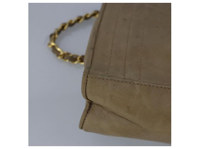 Borsa a spalla CHANEL in pelle di agnello beige oro CC Auth bs19652 D'oro - vista 16
