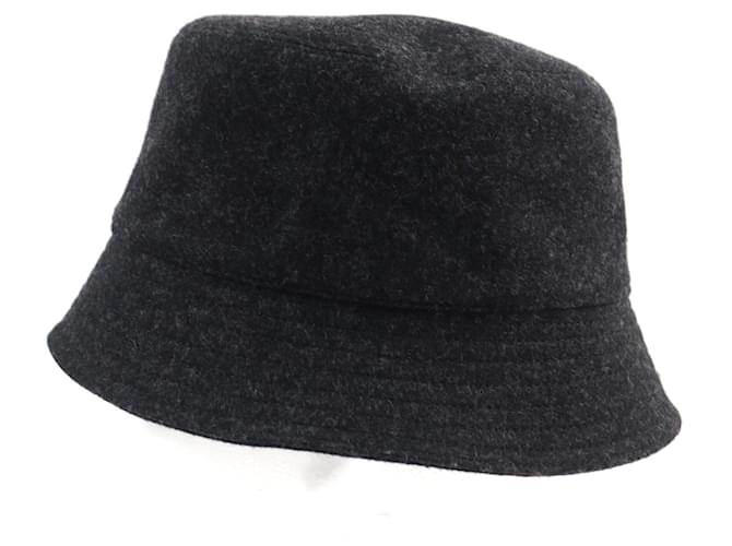 Chapéu bucket de lã e algodão com logo triangular Prada Cinza antracite - vista 3