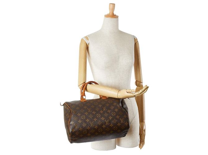 Sac à main Louis Vuitton Monogram Speedy 30 Marron - vue 8