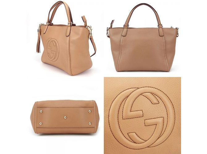 Borsa Gucci Soho in pelle beige - vista 2
