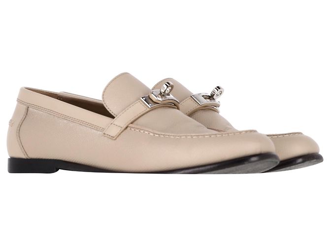 Kelly Mocassini Hermès Destin in pelle di vitello beige - vista 3