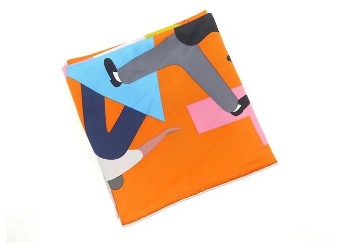 Hermès NUEVO BUFANDA HERMES HOMENAJE A GENE KELLY CUADRADO 70 CM EN SEDA NARANJA - vista 10