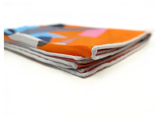Hermès NUEVO BUFANDA HERMES HOMENAJE A GENE KELLY CUADRADO 70 CM EN SEDA NARANJA - vista 11