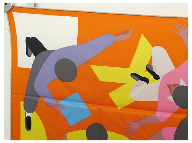 Hermès NUEVO BUFANDA HERMES HOMENAJE A GENE KELLY CUADRADO 70 CM EN SEDA NARANJA - vista 2