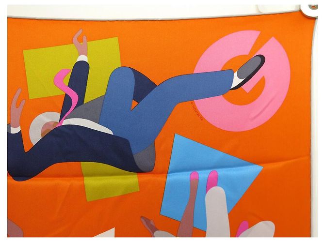 Hermès NUEVO BUFANDA HERMES HOMENAJE A GENE KELLY CUADRADO 70 CM EN SEDA NARANJA - vista 3