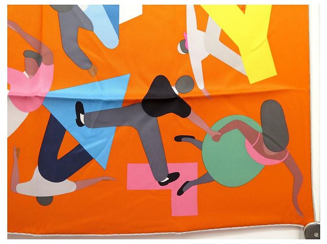 Hermès NUEVO BUFANDA HERMES HOMENAJE A GENE KELLY CUADRADO 70 CM EN SEDA NARANJA - vista 5