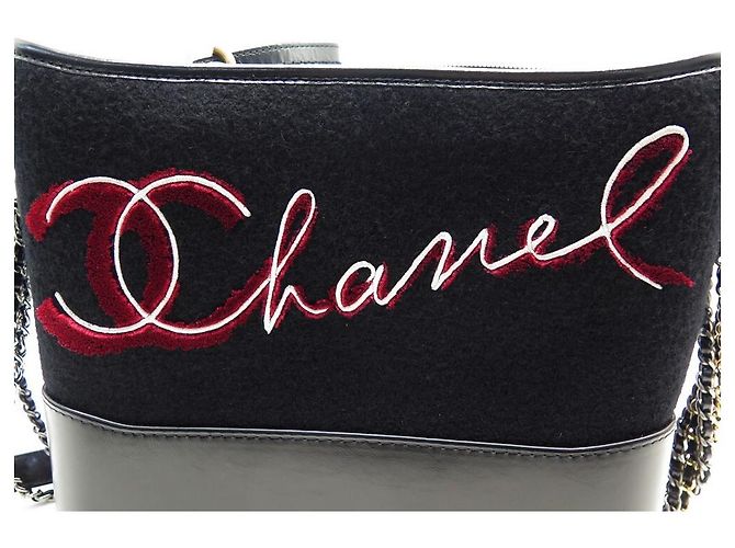NUOVA BORSA A MANO CHANEL GABRIELLE PARIGI HAMBURGO FELTRO E PELLE Nero - vista 17