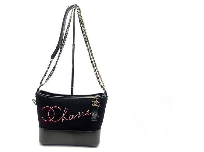 NUOVA BORSA A MANO CHANEL GABRIELLE PARIGI HAMBURGO FELTRO E PELLE Nero - vista 2