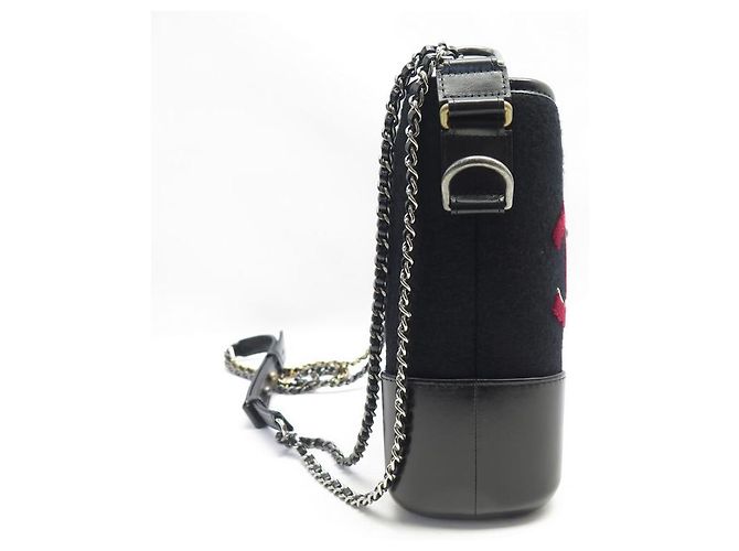 NUOVA BORSA A MANO CHANEL GABRIELLE PARIGI HAMBURGO FELTRO E PELLE Nero - vista 3