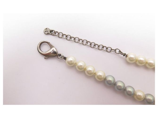 COLLANA CHANEL PERLE E LOGO CC 2004 CUORI MADEMOISELLE STRASS 48-54 COLLANA Argento - vista 3