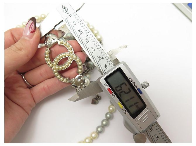 COLLANA CHANEL PERLE E LOGO CC 2004 CUORI MADEMOISELLE STRASS 48-54 COLLANA Argento - vista 7