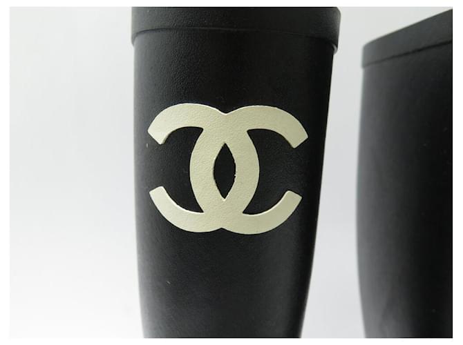 NUEVAS BOTAS DE LLUVIA CHANEL LOGO CC 36 BOTAS DE GOMA Negro - vista 5