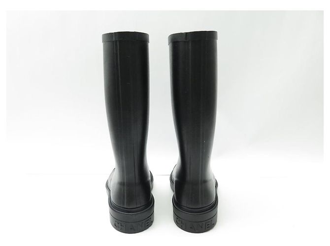 NUEVAS BOTAS DE LLUVIA CHANEL LOGO CC 36 BOTAS DE GOMA Negro - vista 6