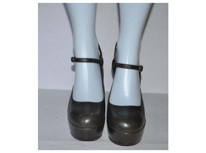 Décolleté Marni in pelle kaki Cachi - vista 3