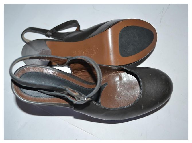 Décolleté Marni in pelle kaki Cachi - vista 6
