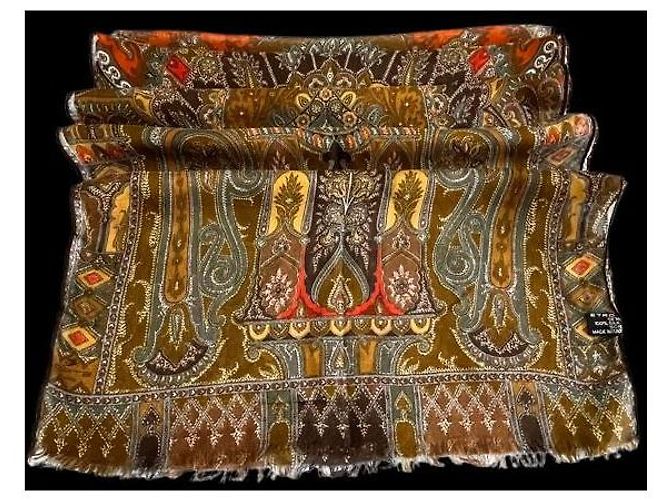 sciarpa in seta made in Italy, ETRO Cachi - vista 3
